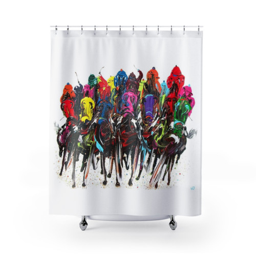 Colorful Horse Racing Shower Curtain