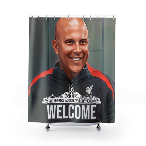 Arne Slot Liverpool Shower Curtains - Anfield YNWA Design