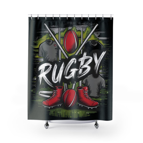 Rugby Themed Shower Curtain