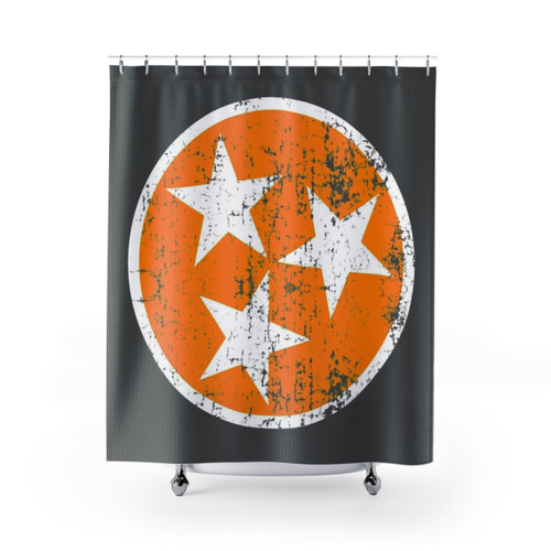 Tennessee Flag Orange and White Distressed Design Shower Curtains