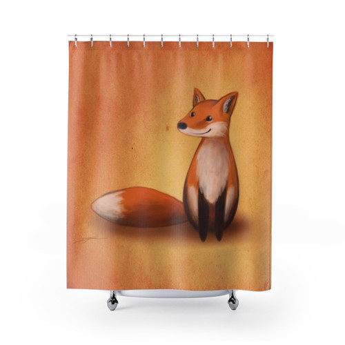 Smiling Fox Shower Curtain with Whimsical Animal Design