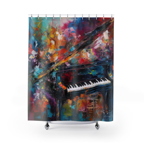 Abstract Piano Art Shower Curtains with Vibrant Colors