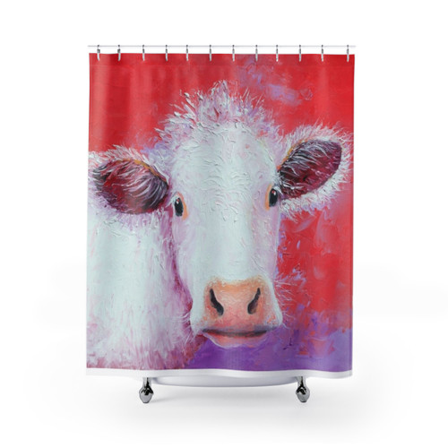 White Cow Painting Shower Curtains