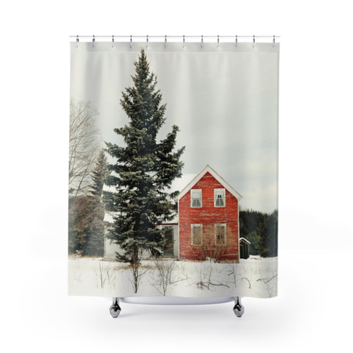 Rustic Vintage Shower Curtains featuring The Red House in Michigan