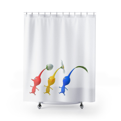 Pikmin-themed shower curtains for a vibrant bathroom