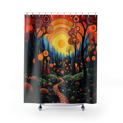 Hypnotic Autumn Forest Shower Curtain