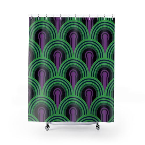 Geometric Pattern Green Shower Curtain