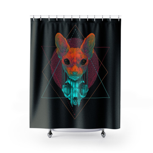 Reflections Sphynx Cat Skull Surreal Shower Curtain