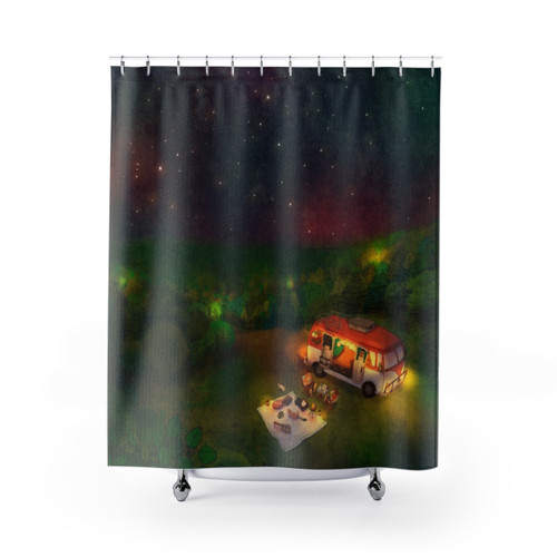 Puuung Illustration Shower Curtain - Romantic Aesthetic Design