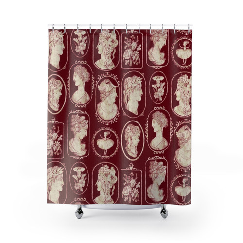 Vintage Floral Cameo Print Shower Curtain