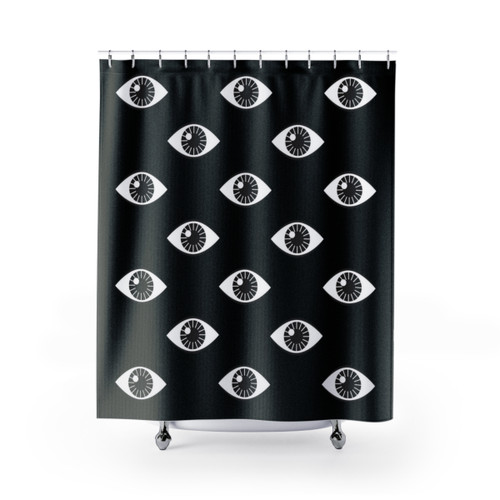 Eyes Wide Open Black Shower Curtain