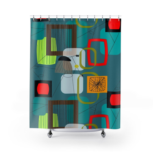 Mid-Century Modern Abstract Art Shower Curtain