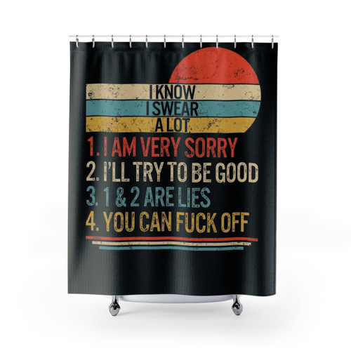 Funny Swearing Shower Curtains - Vintage Retro Sarcastic Design