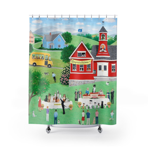 Doggie Graduation Day Shower Curtains - Funny Bathroom Decor