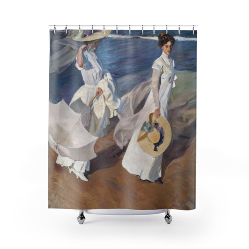 Joaquín Sorolla Shower Curtains - Strolling along the Seashore