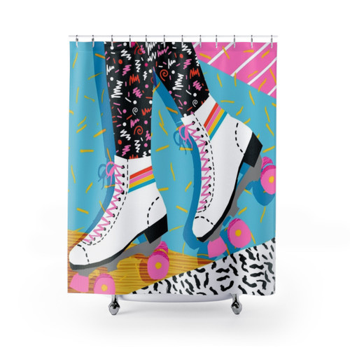 80s Retro Shower Curtains with Neon Memphis Vibes