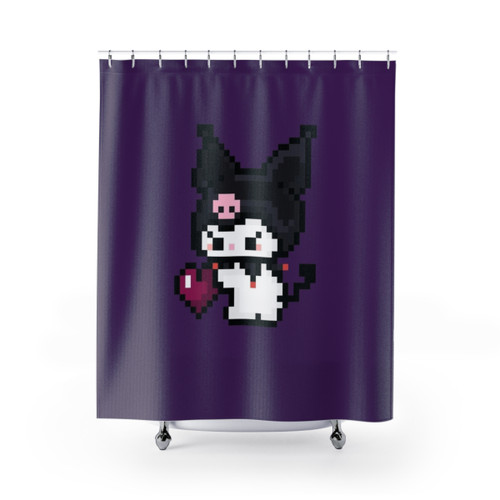 Kuromi themed shower curtain with Sanrio character design