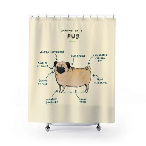 Anatomy of a Pug Dog Shower Curtain