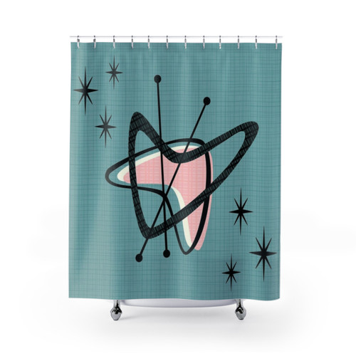 Retro Boomerang and Starburst Shower Curtains