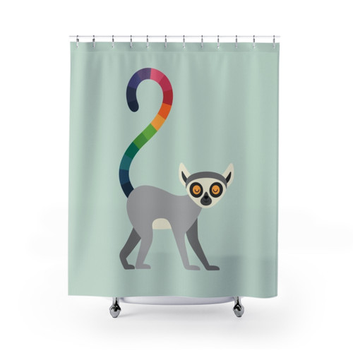 Vibrant Rainbow Lemur Shower Curtain