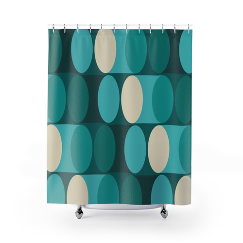 Retro Geometric Patterned Shower Curtain
