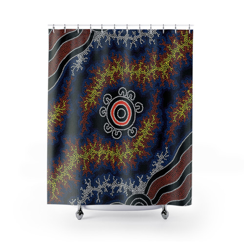 Aboriginal Art Shower Curtains featuring authentic Australian indigenous designs