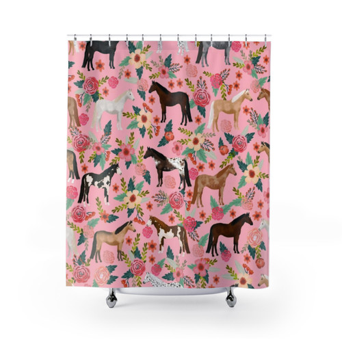 Floral Horse Print Shower Curtains