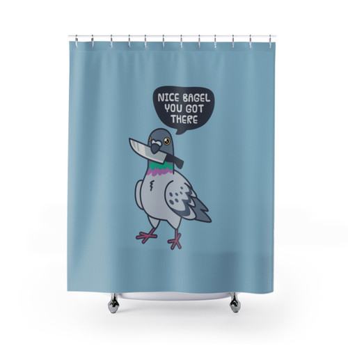 Cute Pigeon Shower Curtain with Knife Accent