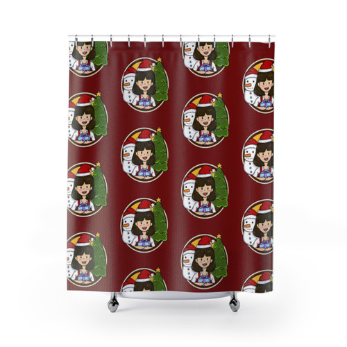 Colorful Christmas Snowman and Tree Shower Curtains