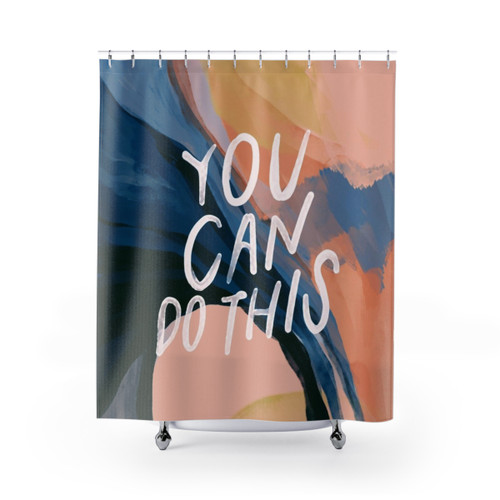 Inspirational Quote Shower Curtains with Abstract Art Design