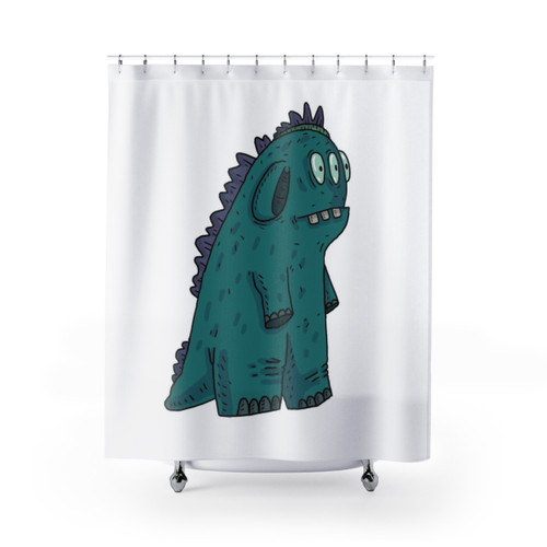 Big Blue Alien Shower Curtain