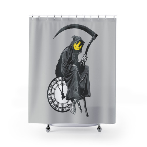 Banksy Grim Reaper Clock Shower Curtains