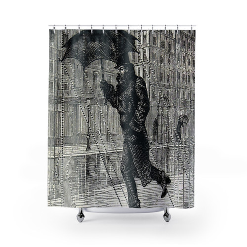 Historic shower curtains featuring the 1882 book The Physical World