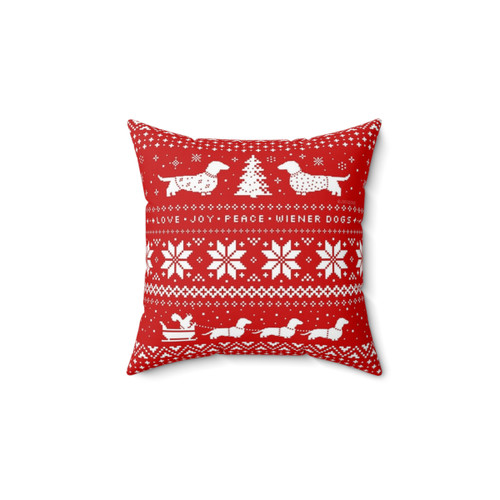 Dachshund Christmas Sweater Pattern Pillow