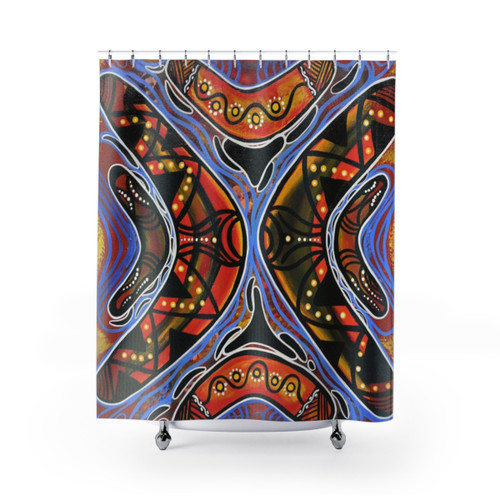 Returning boomerang shower curtain