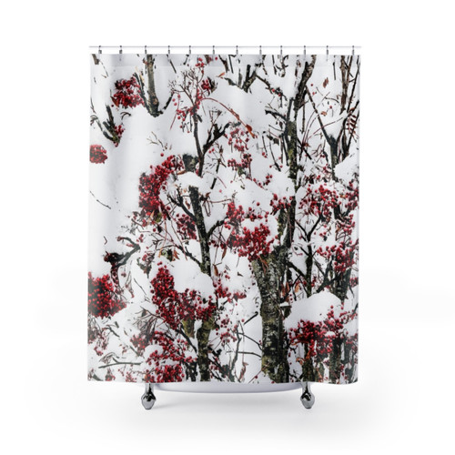 Snow-Laden Berries Shower Curtain