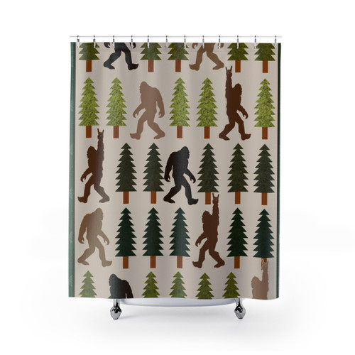 Bigfoot Shower Curtain with Trendy Forest Design
