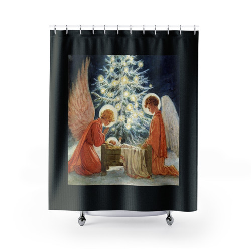 Christmas Manger Shower Curtain featuring Margaret Tarrant Artwork