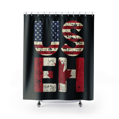 Patriotic shower curtains with vintage American flag design