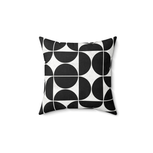 Mid-Century Modern Black and White Concrete Throw Pillow