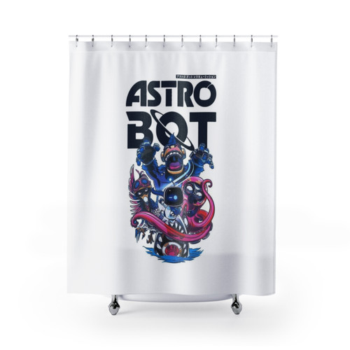 Astro Bot Cute Astronaut and Robot Shower Curtain
