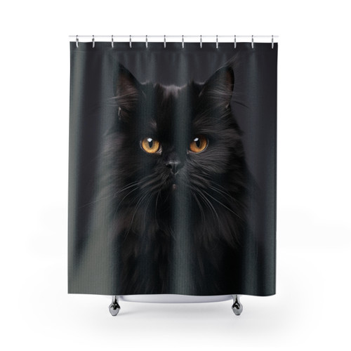 Black Persian Cat Shower Curtain