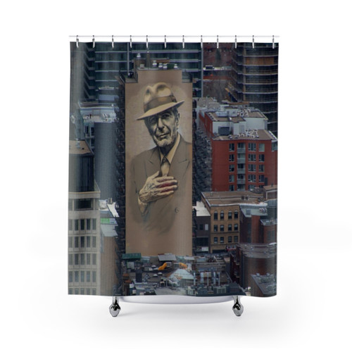 Leonard Cohen Mural Themed Shower Curtain