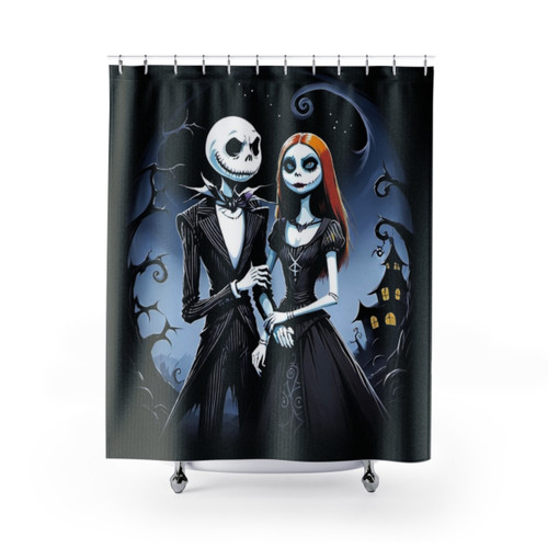 Nightmare Before Christmas Jack and Sally Moonlit Embrace Shower Curtains