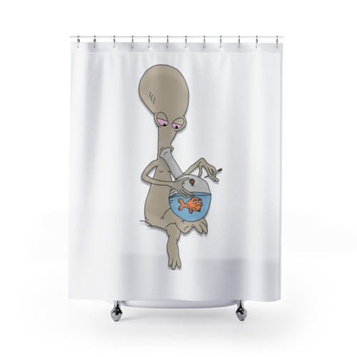 Roger the Alien Smoking Weed Shower Curtain