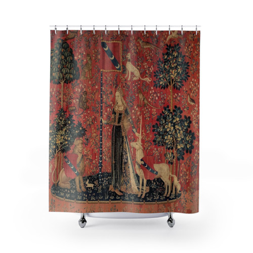 Mythical Unicorn Floral Tapestry Shower Curtain