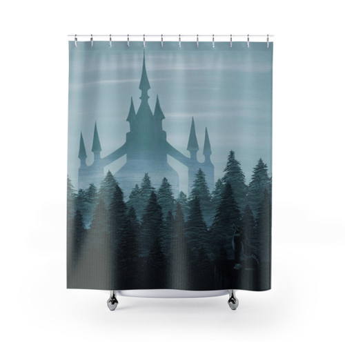 Misty Castle Shower Curtains by Mal Makes