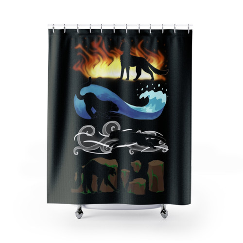 Warriors Cats Four Elements Shower Curtains
