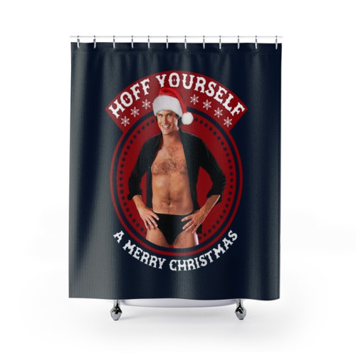 Vintage David Hasselhoff Christmas Shower Curtain
