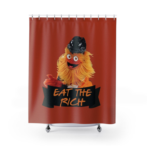 Eat The Rich Gritty Shower Curtains